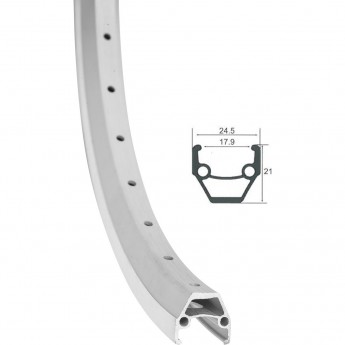 Обод 24" HLQC-02AB 14Gх36Н двойной фрезерованный, серебристый