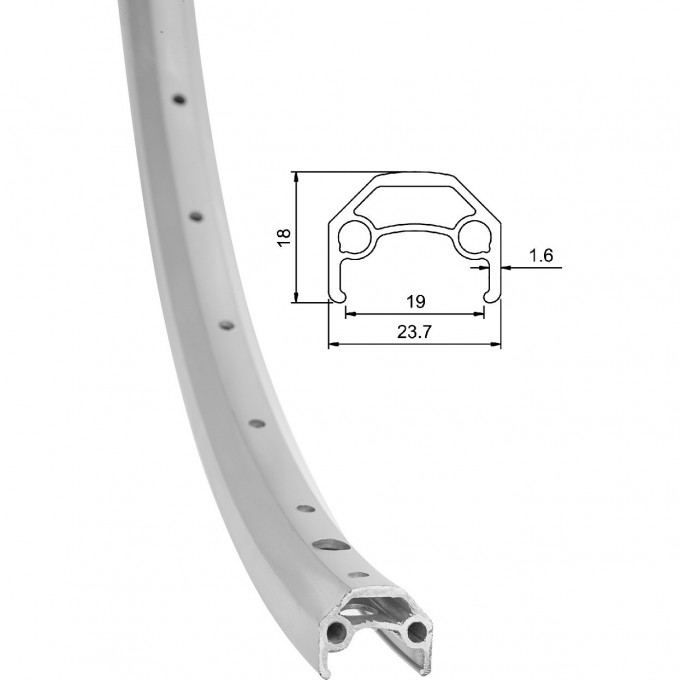 Обод 26" XD-180 36Н двойной, серебристый 330124