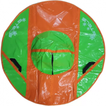 Санки надувные (тюбинг) STELS 125 см, усиленные тент без камеры СН050.125, серый/салатовый+оранжевый