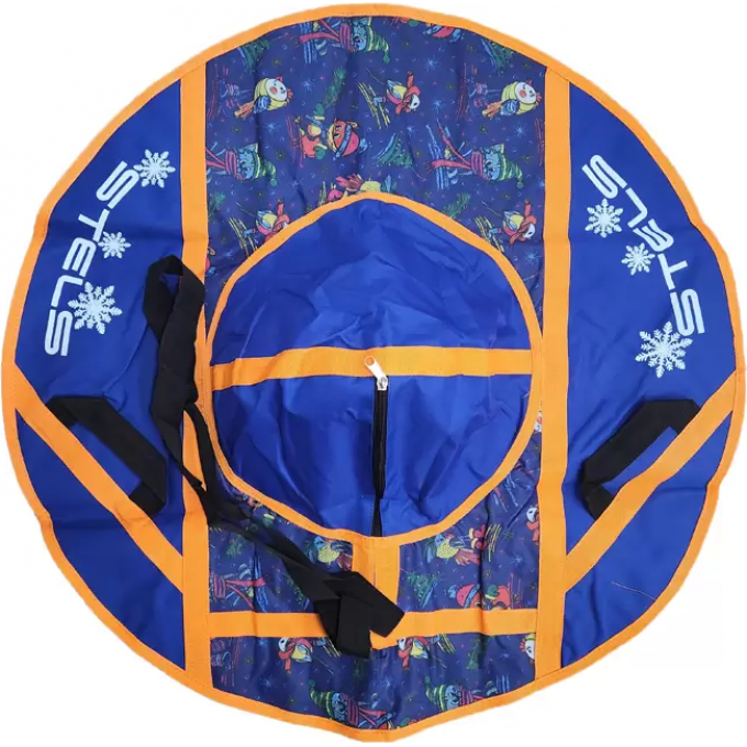 Санки надувные (тюбинг) STELS 90 см, ткань с рисунком без камеры СН030, синий/синий+зверюшки 2007000053928