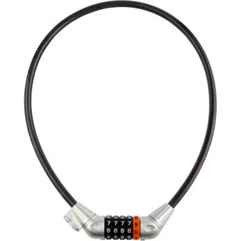 Трос-замок 84606, 12х800 мм, с кодовым замком, чёрно-серебристый